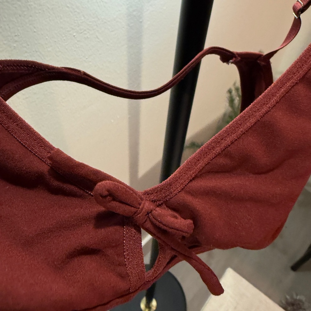 Ijak bralette bow accent Chic spandex blend wine red comfort house bra Lg‎